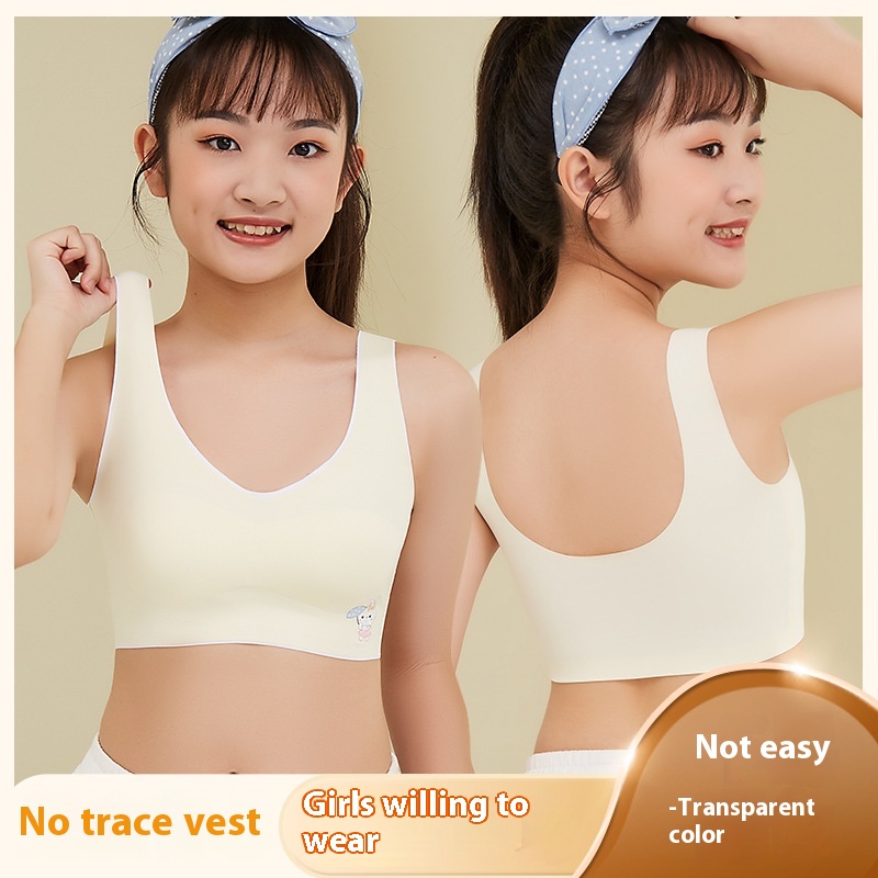 Ice Silk Seamless Girls' Developmental Children's Tube Top Underwear Student Girls' Adolescent Vest Thin Chest Pad Bra