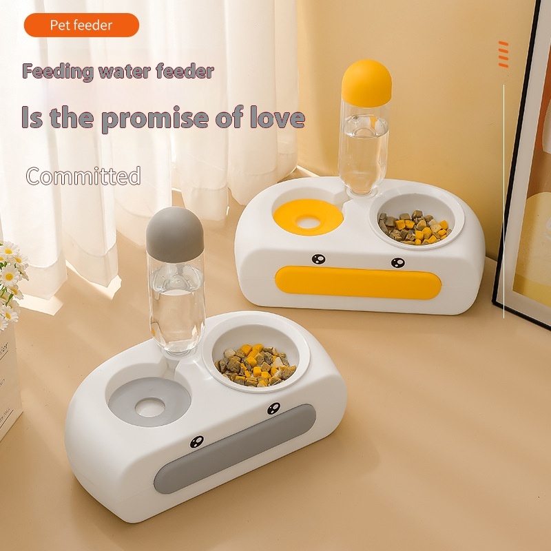 Cat Bowl Ceramic Double Bowl Automatic Water Dispenser Leak-proof Neck Protection Drink Water Without Getting Your Mouth Wet Cat Food Bowl