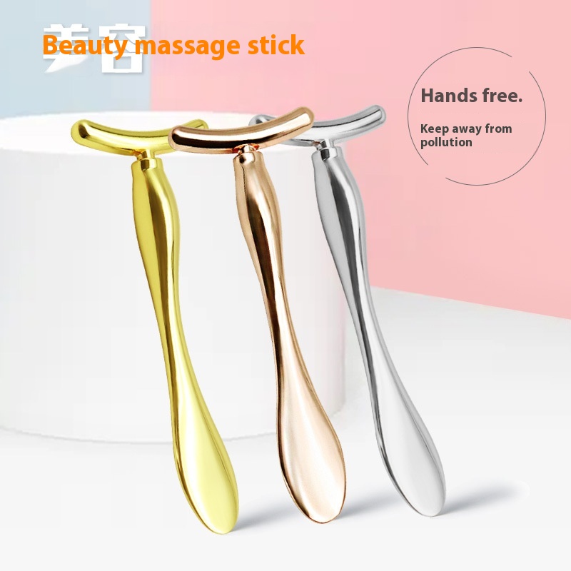 Feile Hardware Metal Eye Cream Stick Facial T-shaped Massage Beauty Stick Lifting Firming Cream Imported Mask Spoon