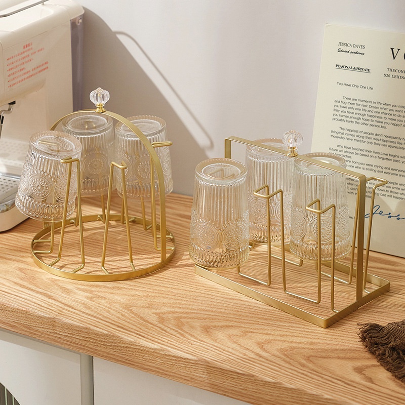 Living Room Household Water Cup Holder Cup Holder Desktop Glass Cup Tray Light Luxury Cup Rack Storage Coffee Cup Holder