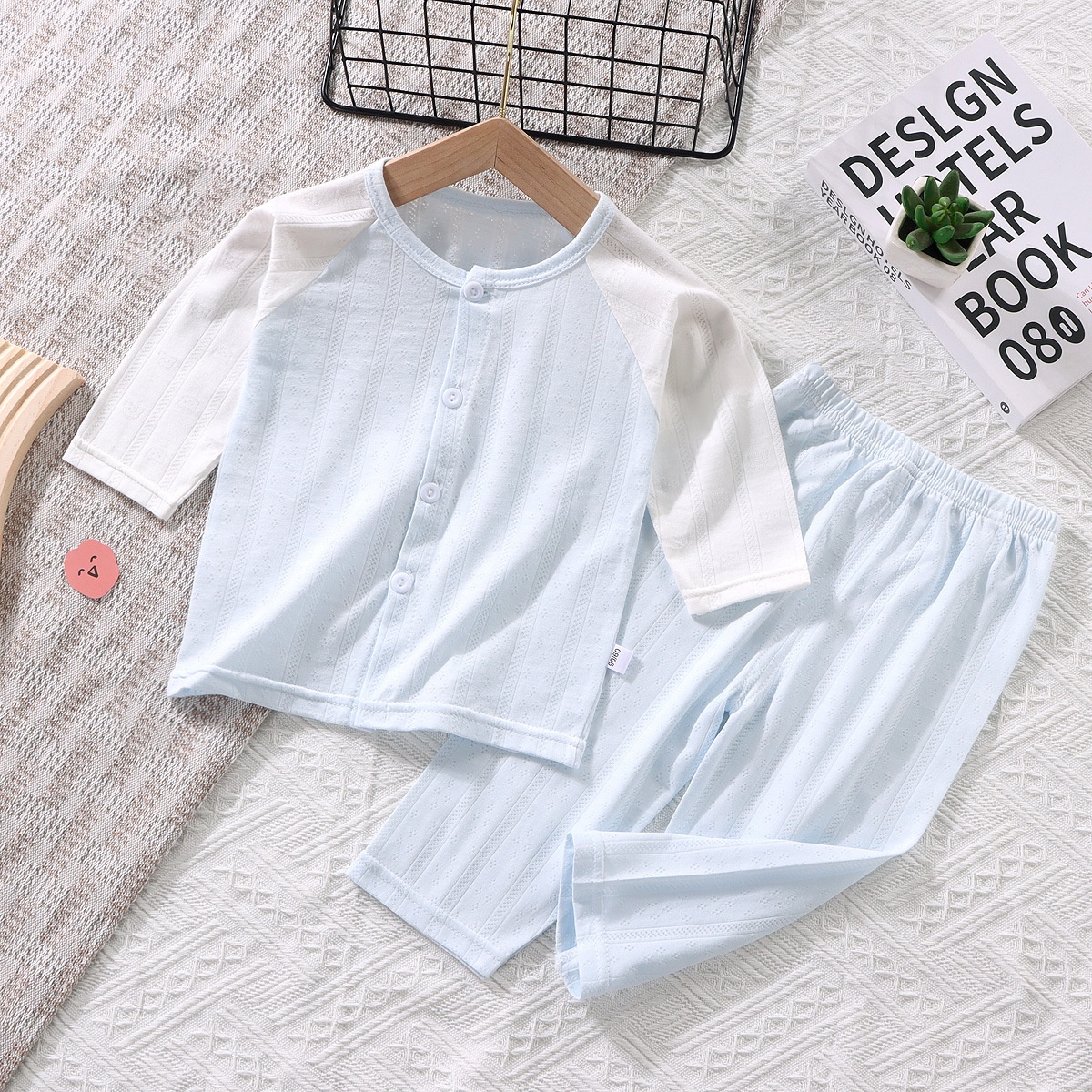 Summer Children's Pajamas Nine-point Sleeves Nine-point Pants Boys And Girls Baby Long Air-conditioning Clothes Infant Thin Home Clothes