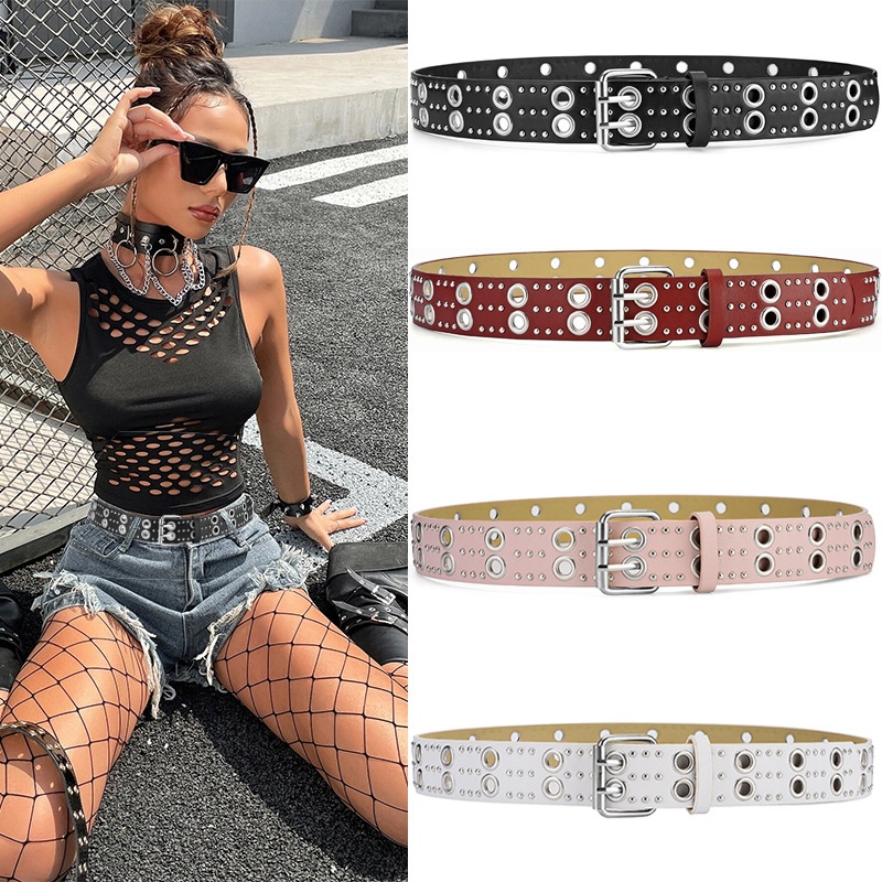 Women's Belt European And American Punk Rivet Female Eyelet PUBelt Femaley Personality Decorative Jeans Belt