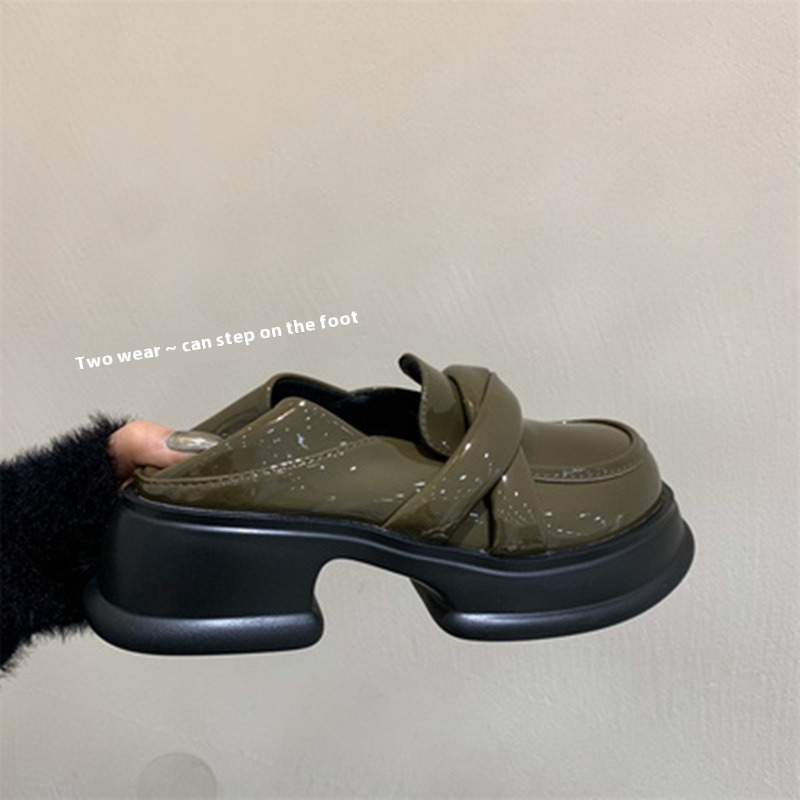 French Retro Loafers For Women Spring Platform Thick-soled Single Shoes British Style Slip-on Small Leather Shoes