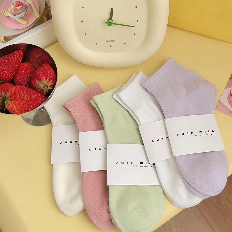 Zhuji Socks Women's Spring And Autumn Socks Versatile Solid Color Socks Women's Deodorant Sweat-Absorbent Summer Disposable Socks Men