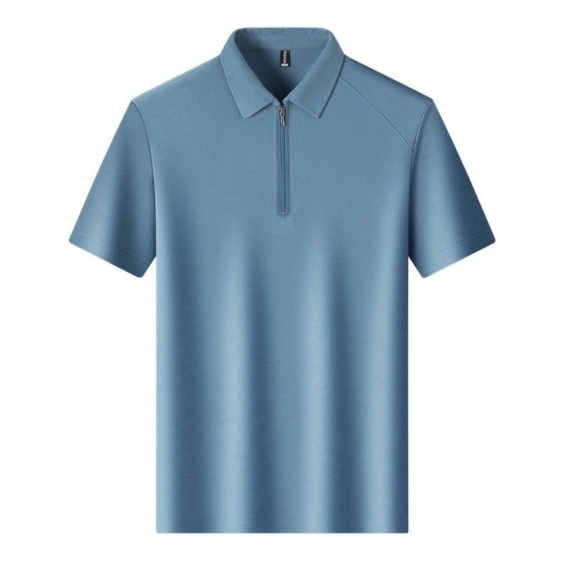 Summer Short-sleeved T-shirt Men's Simple Casual Polo Shirt Thin Half Zipper Lips Y T-shirt