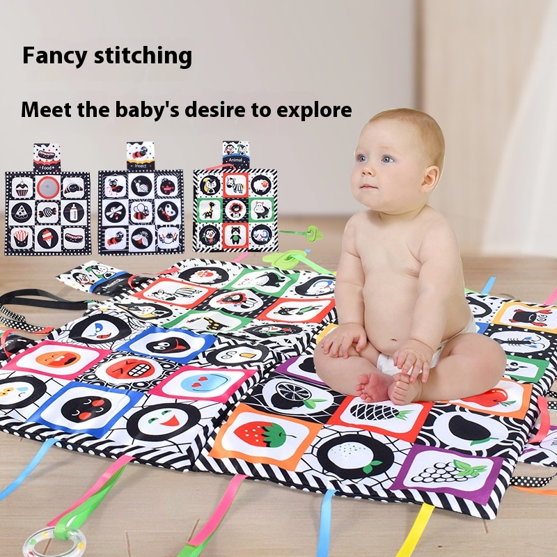 Baby Splicing Square Cloth Book Visual Black And White Red0-1 Year Old Infant Crawling Game Mat Early Education Toy Cloth Book