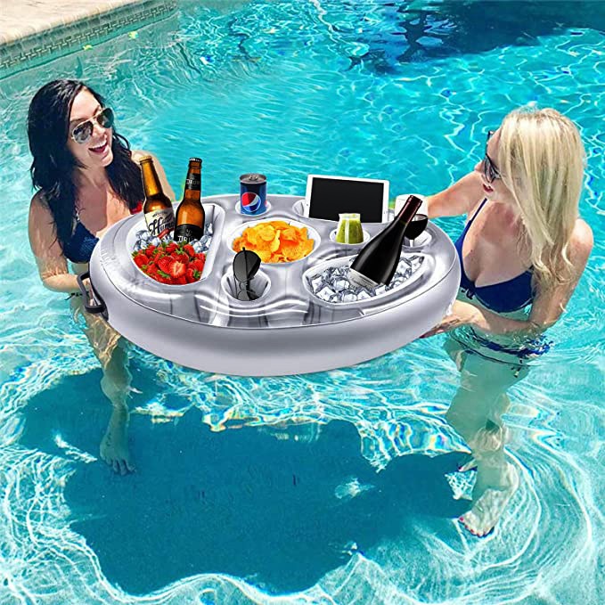 High Quality Summer Water Inflatable Eight-hole Cup Holder Floating Tray Holder Drink Fruit Cup Holder