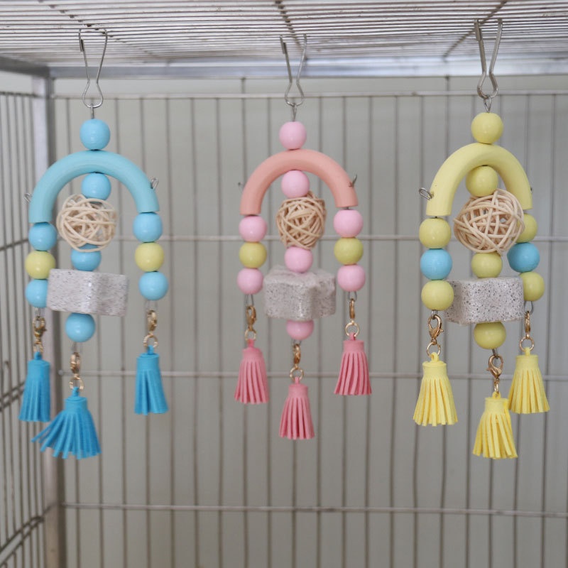 Parrot Supplies Acrylic Beads Hanging String Teething Toys Mineral Chewing Bird Toys
