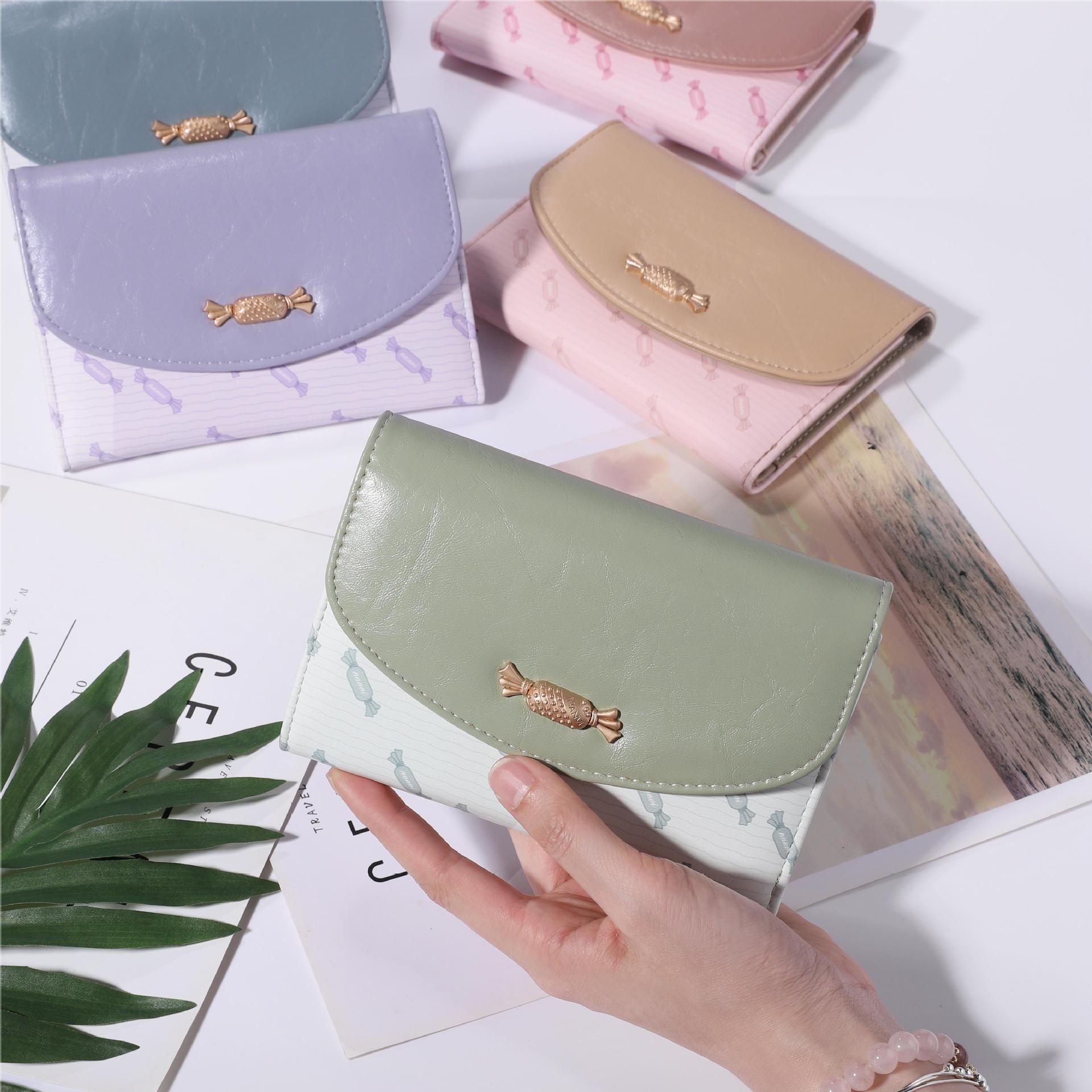 Nanvi Tri-fold Short Wallet For Women With Candy Series,Multiple Card Slots For Storing Co