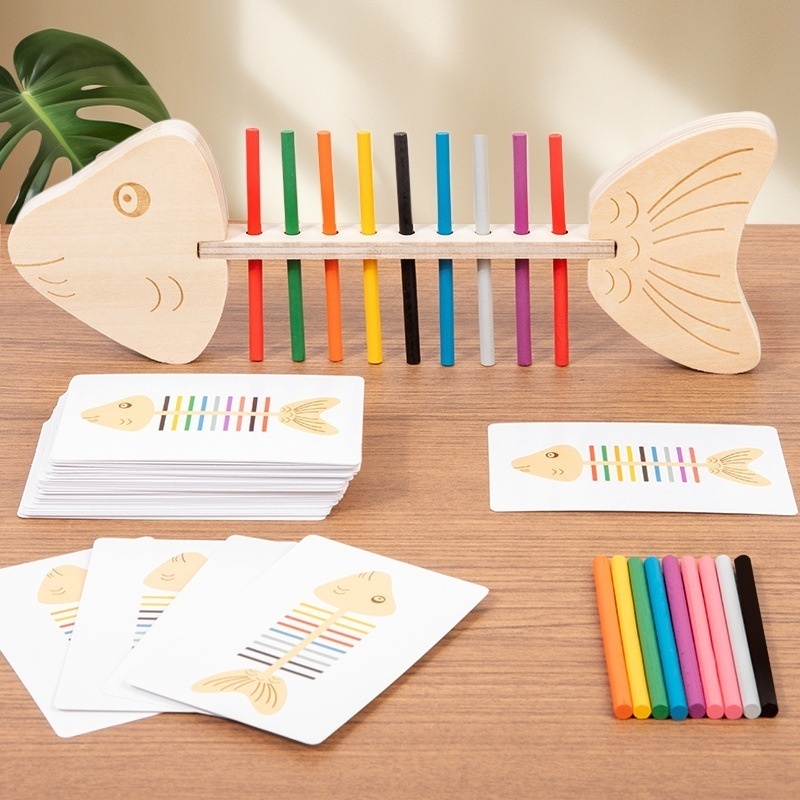 Fish Bone Montessori Teaching Aware Fine Movement Training Children Color Matching Montessori Kindergarten Early Education Toys