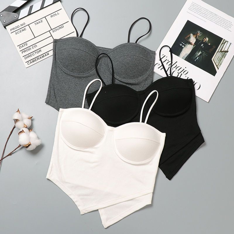 Irregular Suspender Vest With Fixed Integrated Coaster,Short Style,Inner Wear,Bottoming Tube Top,Gathered,Sexy,Outer Wear,Beautiful Back