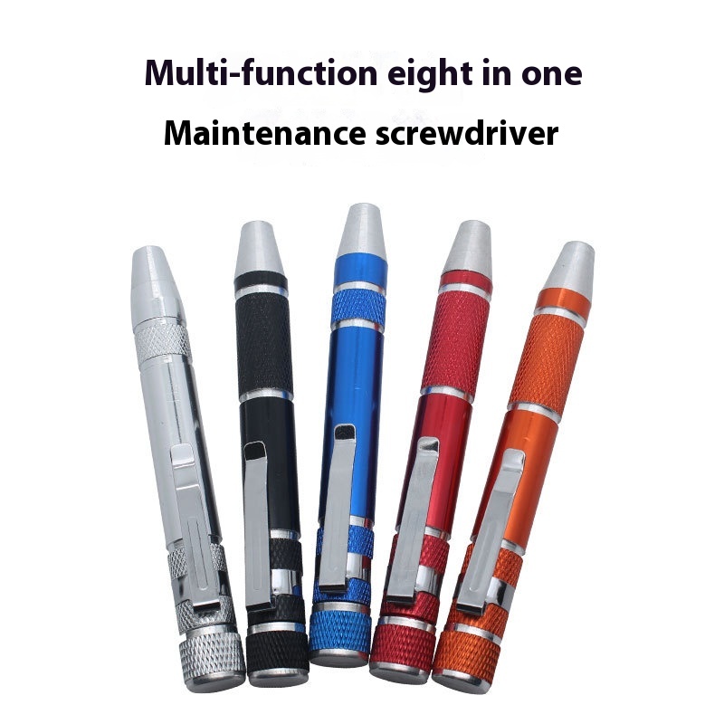 Multi-purpose Screwdriver8-in-1 Screwdriver Aluminum Alloy Disassembly Pen Tool Flat Cross Head Screwdriver