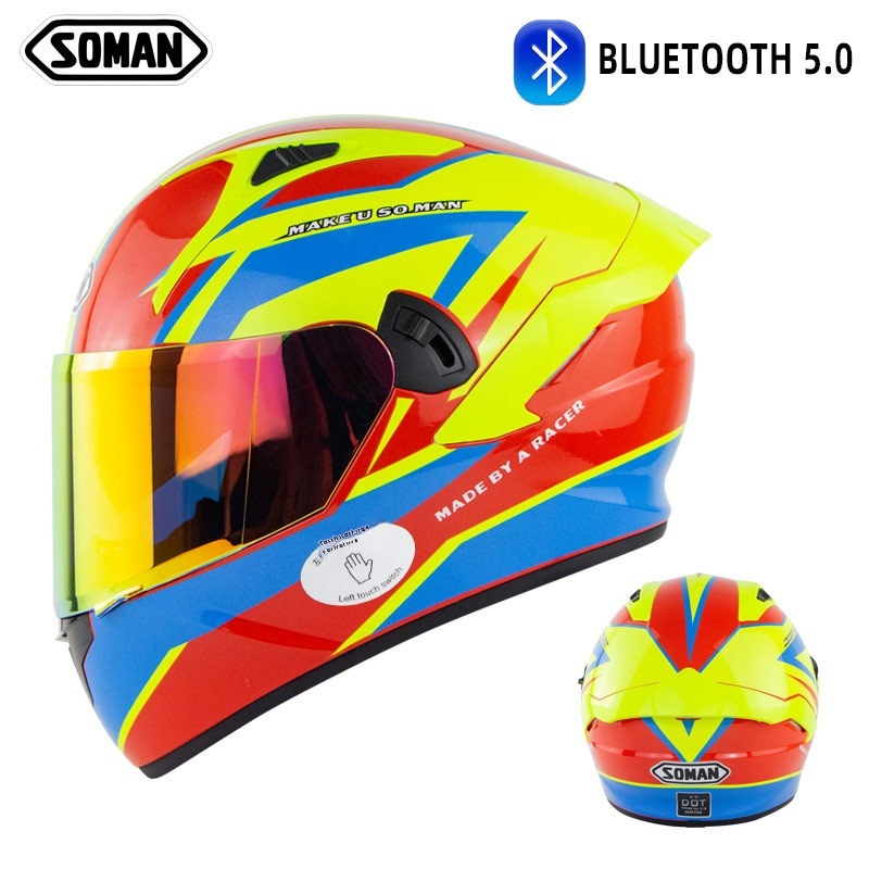 Touch Control Built-in Bluetooth Headphones Motorcycle Riding Helmet