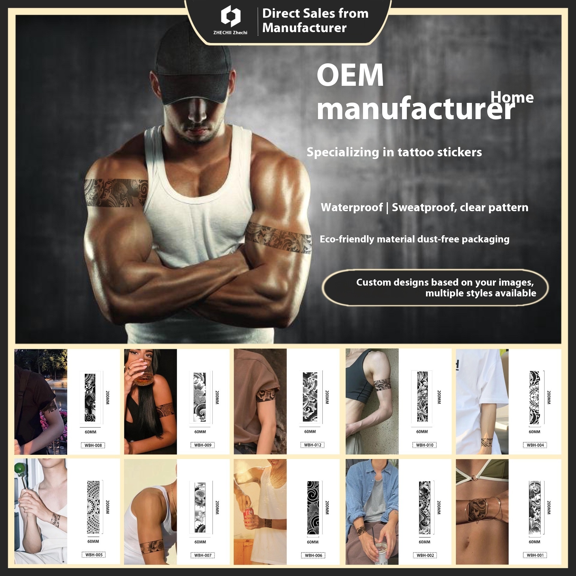 Semi-permanent Herbal Tattoo Sticker Waterproof Arm Juice Arm Sticker Lasting Disposable Sticker