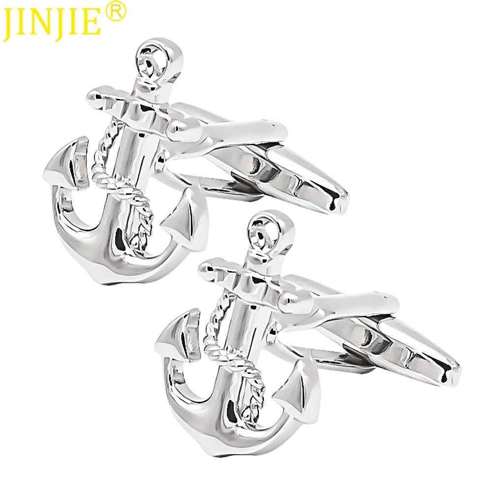 High-end Glossy Metal Sailor Anchor Cufflinks Foreign Trade Men's French Shirt Cufflinks