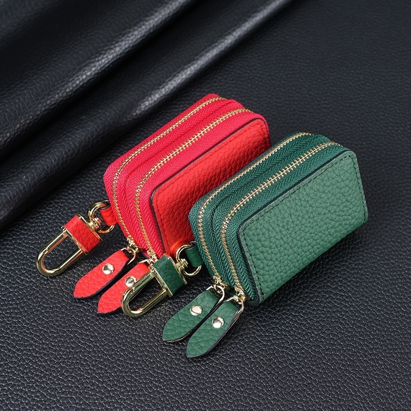 Foreign Trade Style Genuine Leather Double-layer Car Key Bag First Layer Cowhide Car Key Protection Leather Case Home Key Bag