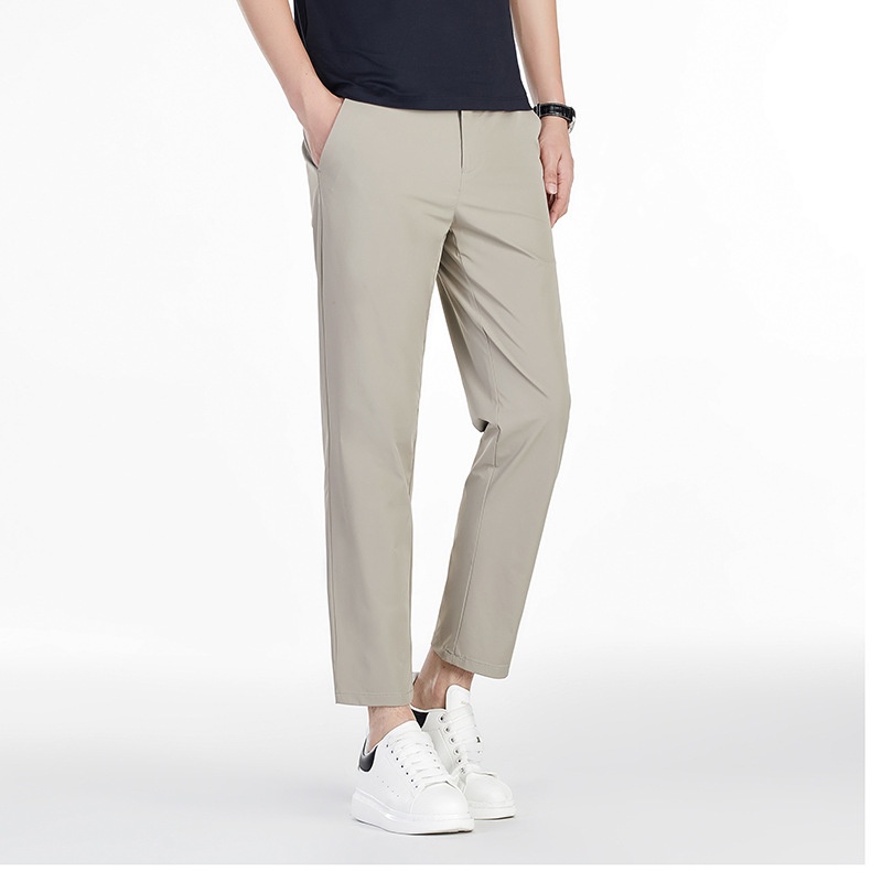 Spring And Summer Ice Silk Casual Pants Outdoor All-match Men's Small Trousers Mesh Breathable Comfortable Business Slim Trousers