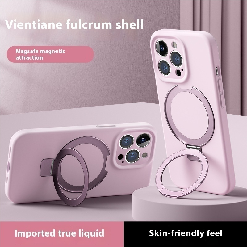 Applicable To IPHONE15 PROOfficial Liquid Mobile Phone Case Fulcrum Magnetic Suction Case Apple14 Bracket Silicone Protective Cover