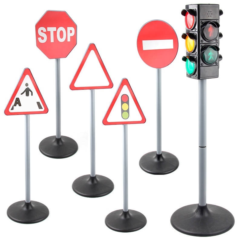 Children's Traffic Safety Science And Education Toys,Multiple Simulation Traffic Signal Light Sign Set Model Scene