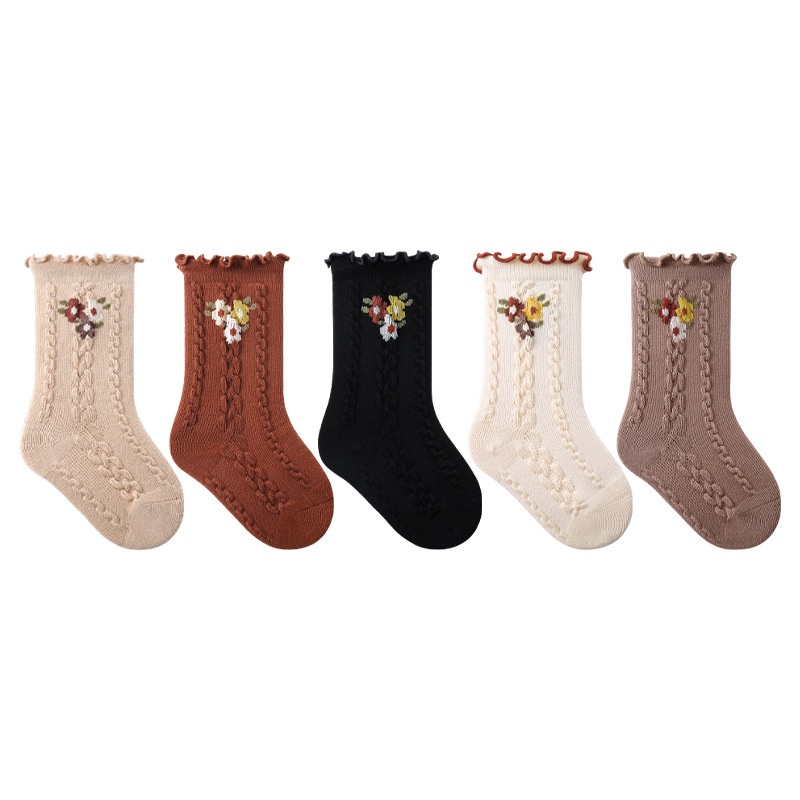 Baby Socks Autumn And Winter Wood Ear Edge Loosen Not Tear Girl Princess Spring And Autumn Small Floral Baby Boneless Medium Stockings