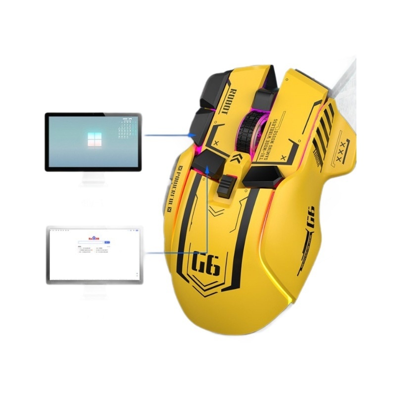 G6 Bluetooth Three-mode Wireless Mouse RGB Gaming Computer Silent Type-c Charging Wired Mechanical Mouse