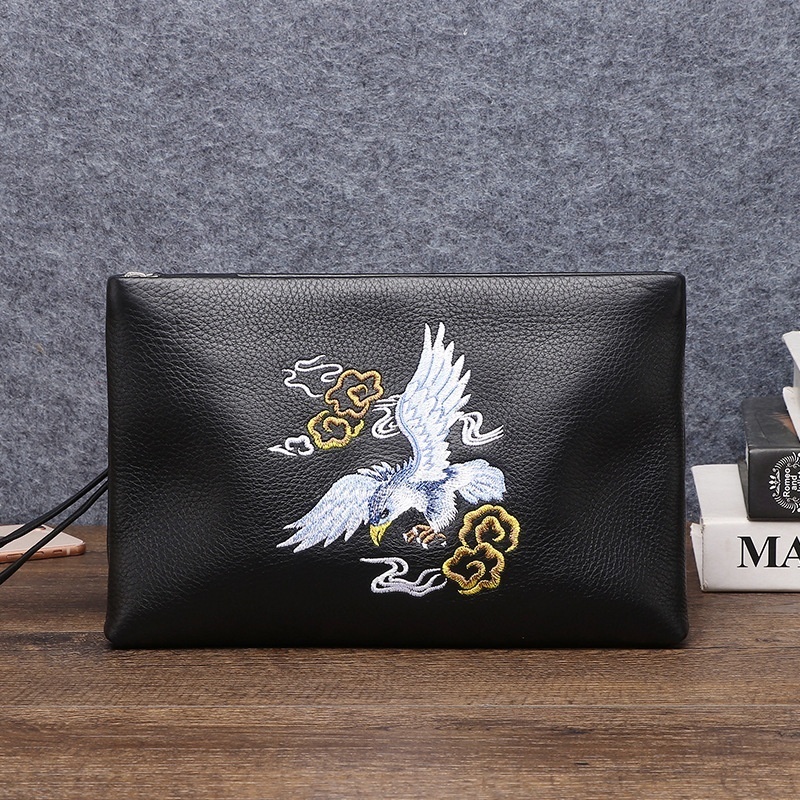 Men's Handbags Genuine Leather First Layer Cowhide Brand Handbags Handbags Wallet Men's Hand Clutch Soft Leather Envelope Bag Men