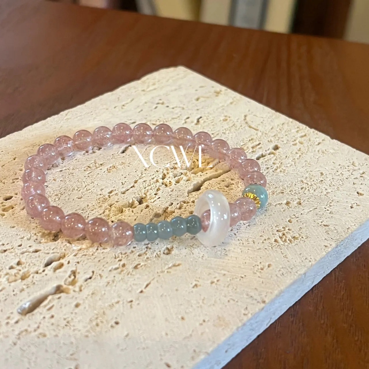 Niche Exquisite Bracelet Strawberry Crystal High Color Value Blue Water Chinese Original Beaded Bracelet Tanabata Gift Student Version