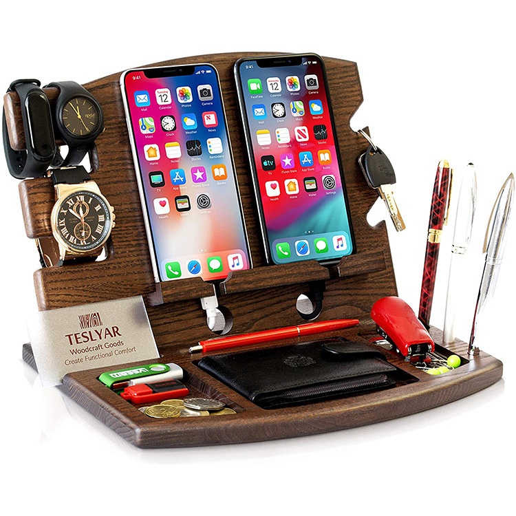 Bamboo Wooden Mobile Phone Storage Rack Key Glasses Storage Rack Multifunctional Storage Box