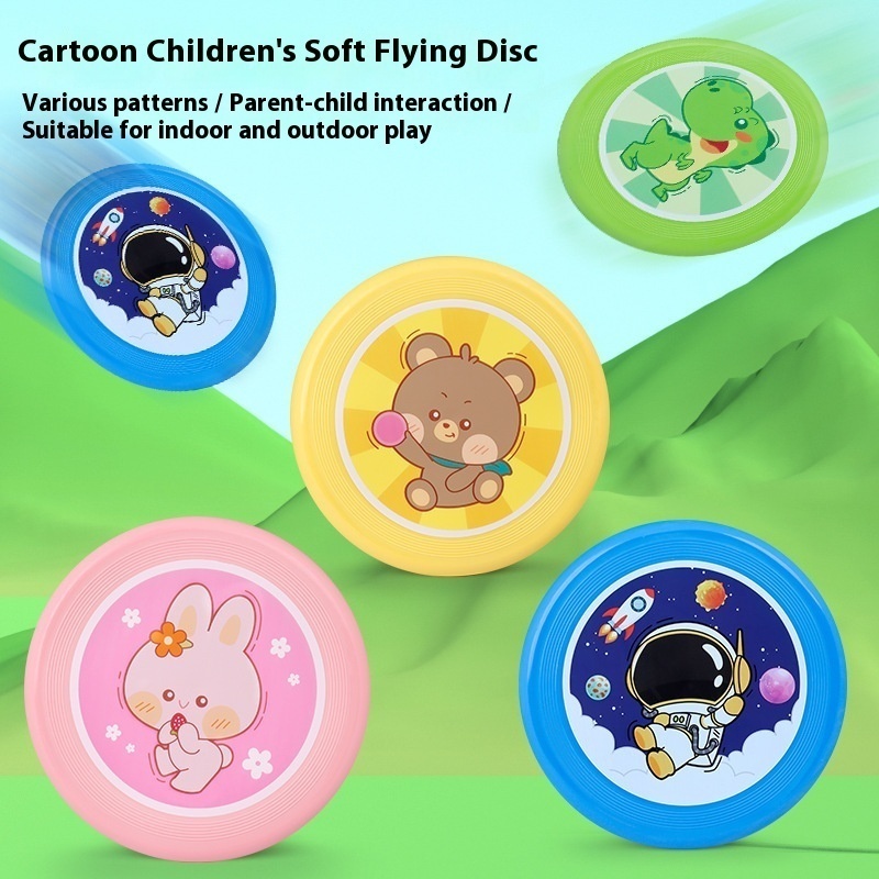 Cartoon Soft Frisbee Children's Toys Outdoor Sports Fitness Hand Throwing Flying Saucer Kindergarten Primary School Students Spring Outing