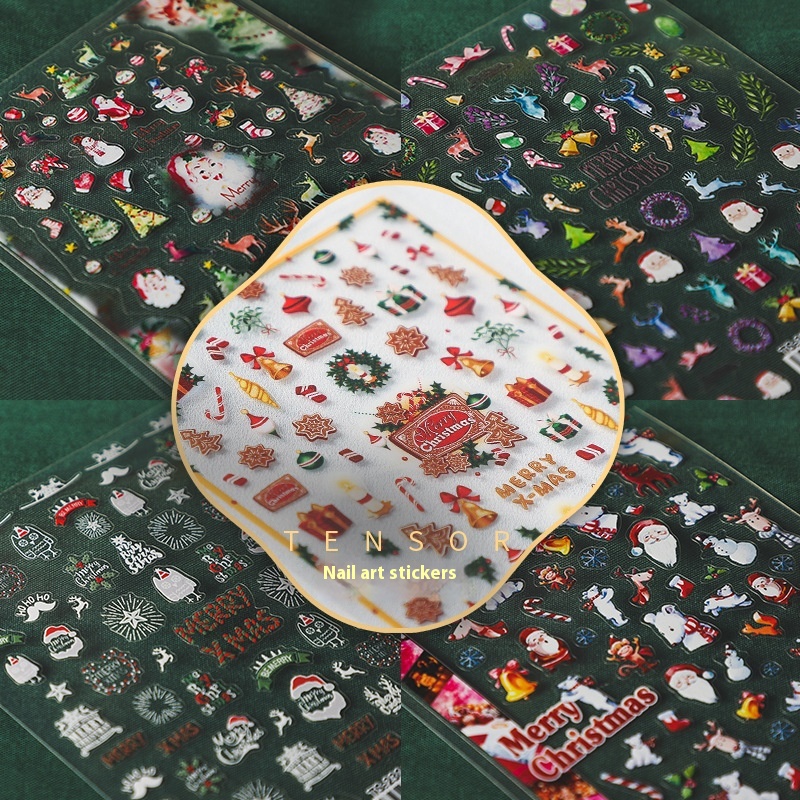 Magico Japanese5 DChristmas Nail Stickers Pro Frosted Thin And Transparent Relief Nail Stickers Christmas Elk TS228