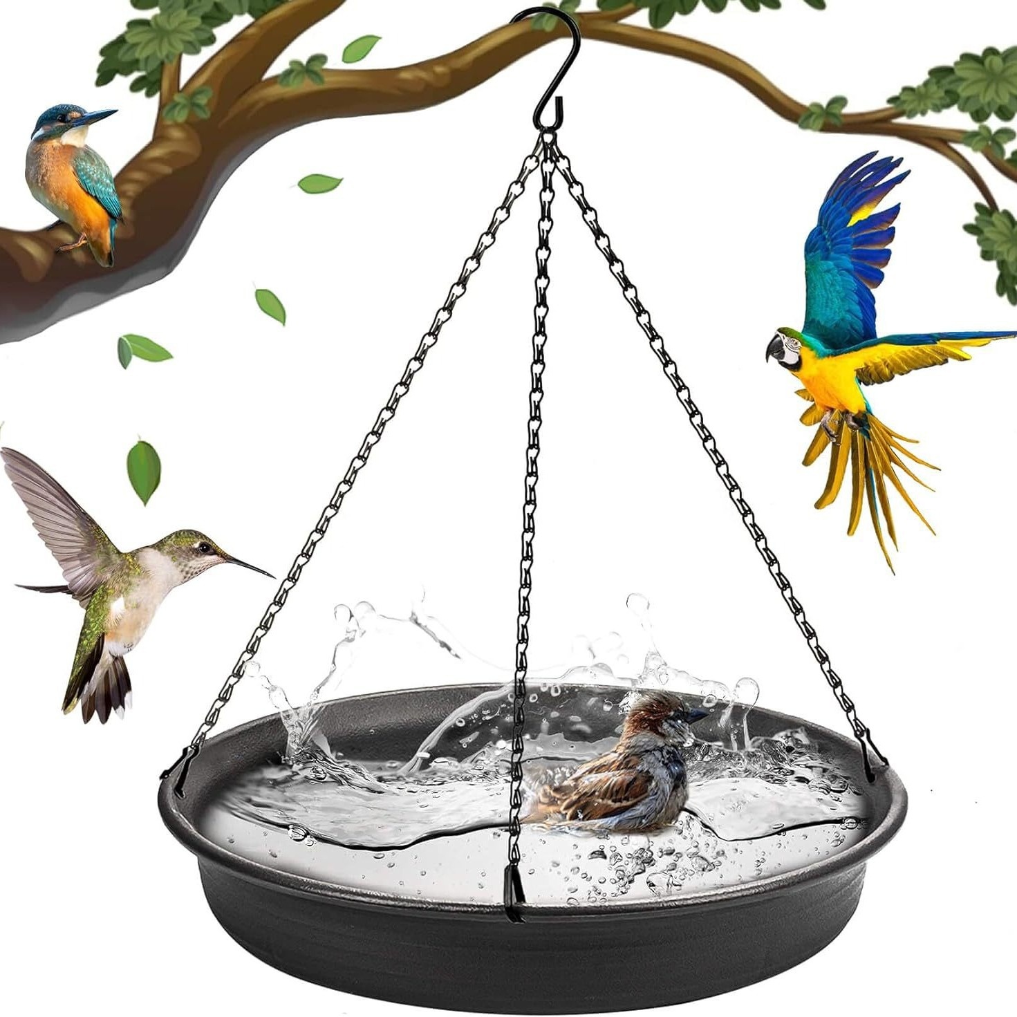 Bird Bath Birdbath Hanging Bird Feeder Outdoor Automatic Bath Hummingbird Feeder Garden Art