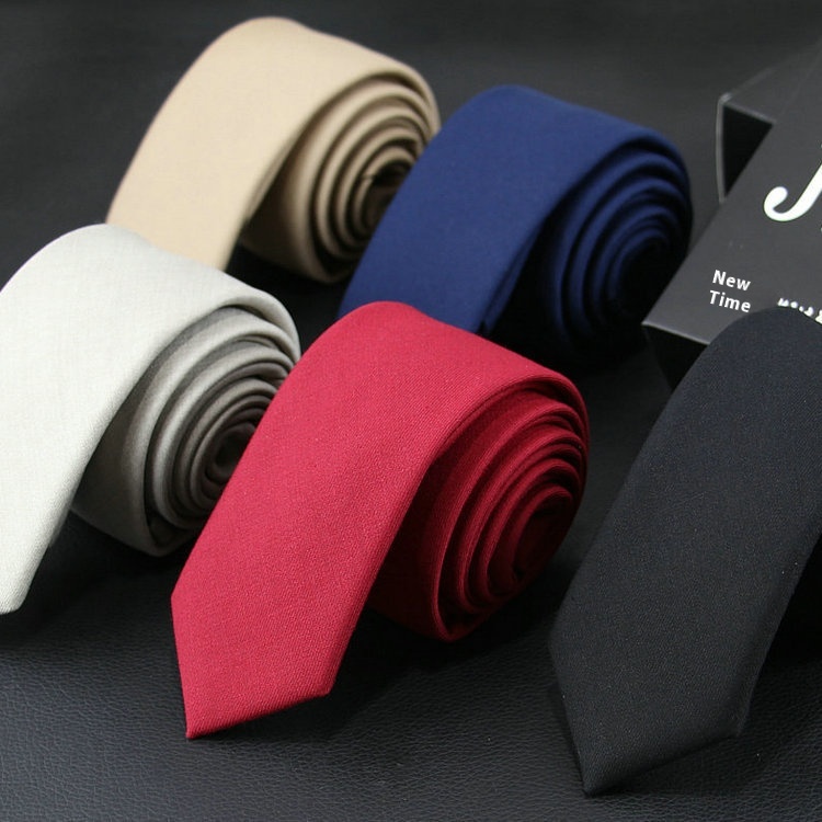 Korean Solid Color Suit Tie Men Narrow Cotton Casual Fashion Banquet Wedding Men's Tie6 CM