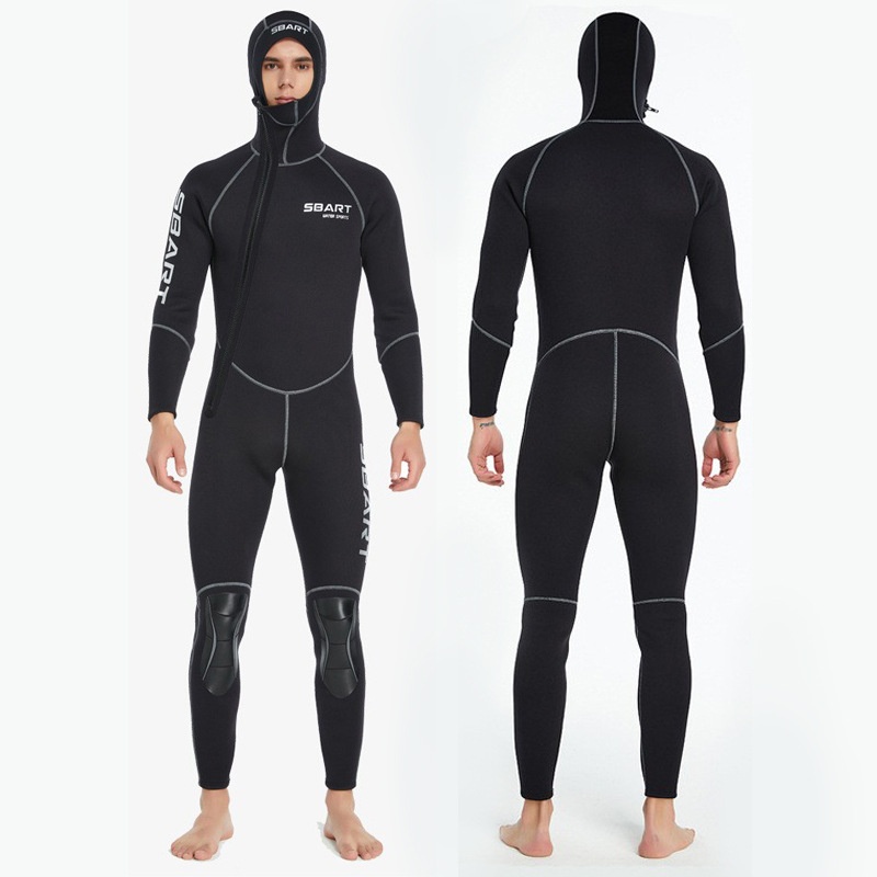 Shark Bart1.5mm Diving Suit Men's Thick Warm One-piece Swimsuit Long-sleeved Sunscreen Surfing Suit Snorkeling Jellyfish Suit