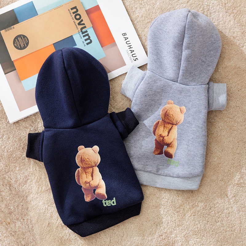 Korean Style Pet Cat Autumn And Winter Two-legged Fashion Shy Bear Sweatshirt Dog Cute Casual Hooded Teddy Clothes