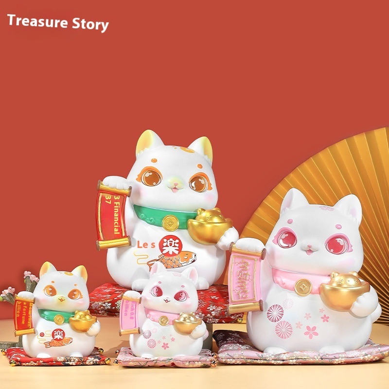 Rich And Lucrative Lucky Cat Piggy Bank Children's National Style Large Capacity Piggy Bank Resin Crafts Creative Gifts