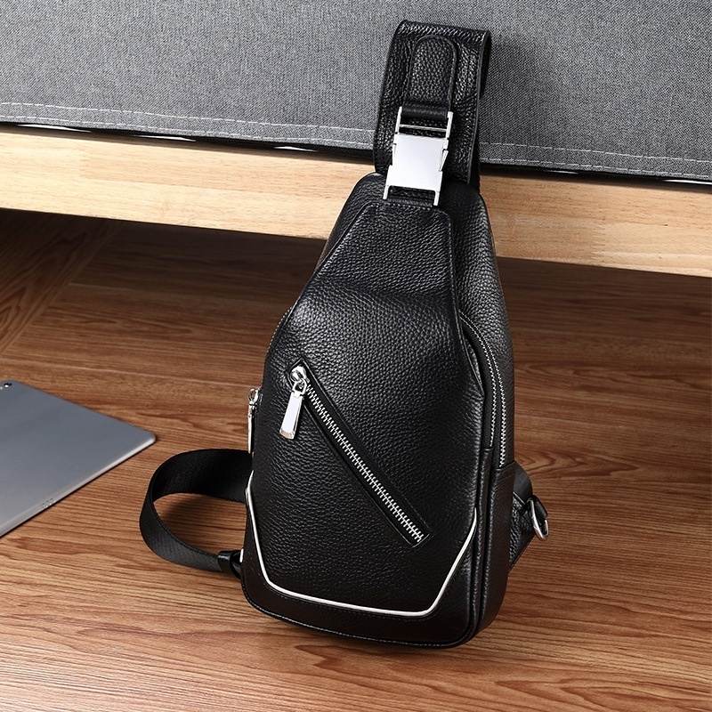 Shihua Eden Chest Bag Men's Genuine Leather Styley Youth Korean Style Casual Shoulder Messenger Men's Bag One Piece Dery