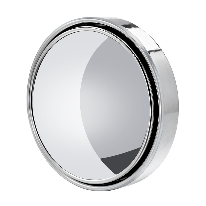360-degree Rotating Car Small Round Mirror Car Rearview Mirror Reversing Mirror Blind Mirror Electroplated Silver Two Pack
