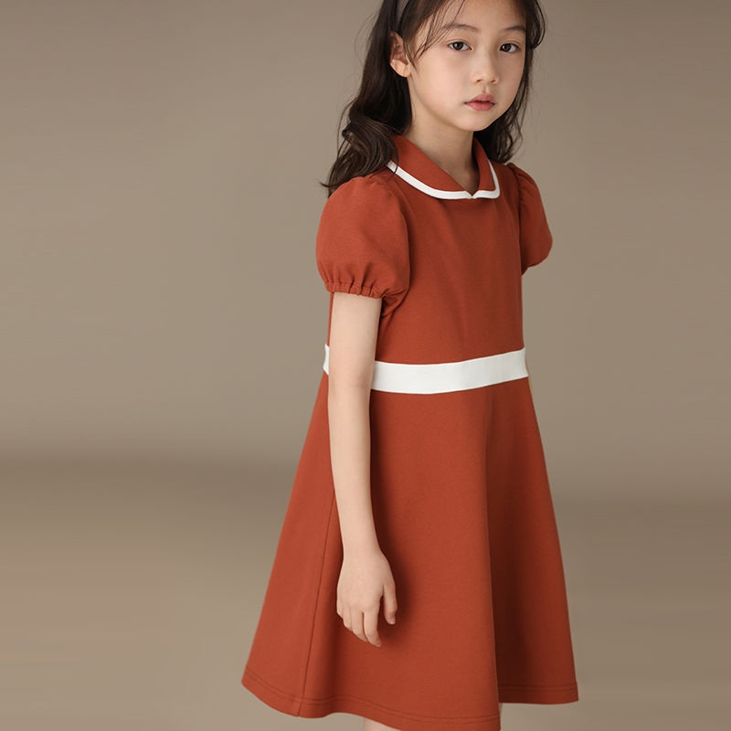 Children's Clothing Summer Arrival Girls Bubble Short Sleeve A-line Dress Temperament Western Style Pure Cotton Baby Princess Dress