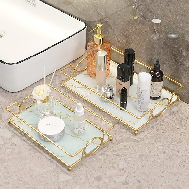 Light Luxury Bathroom Storage Rack Punch-free Bathroom Storage Rack Desktop Cosmetics Skin Care Products Storage Rack Tray