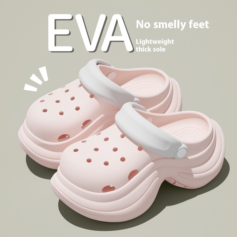 Mary Jane Women's High Heel Hole Shoes EVA Hole Shoes Women's Summer Outer Wearing Heightened Beach Slippers