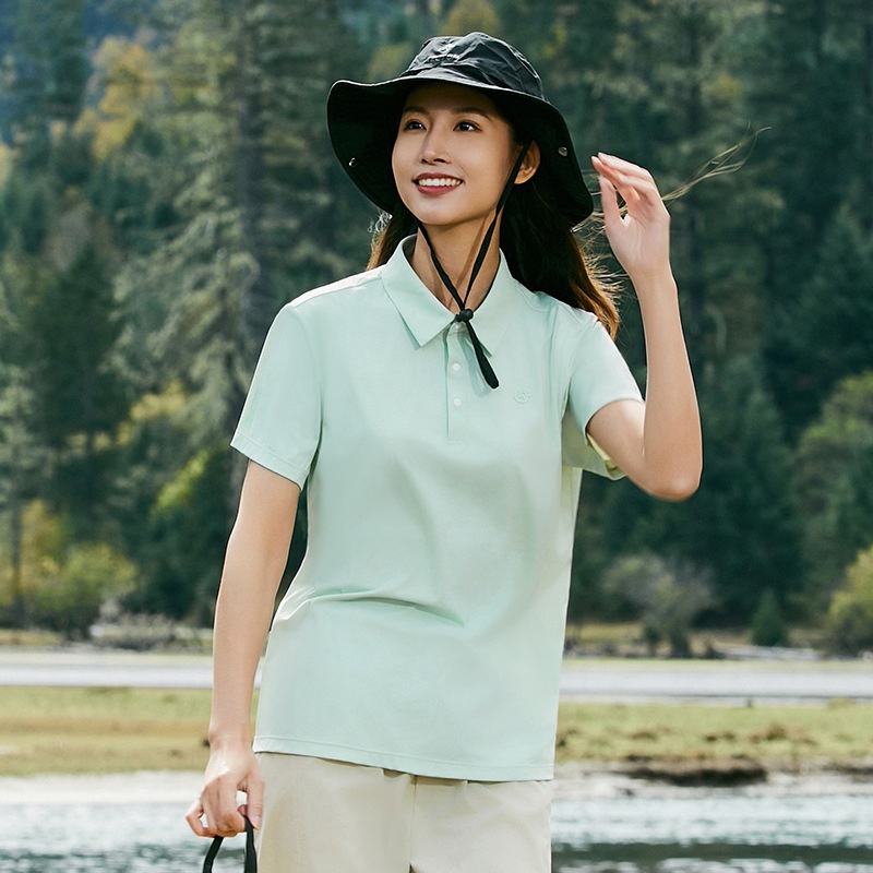 Spring And Summer Elastic Ice Silk Quick Drying Short-sleeved T-shirt Lapel POLOShirt Sweatshirt Women