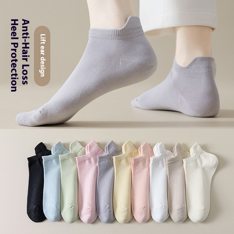 Pure Cotton Boat Socks For Women's Summer Thin Breathable Sweat Absorbing Boneless Shallow Socks Zhuji Socks Short Socks For Women