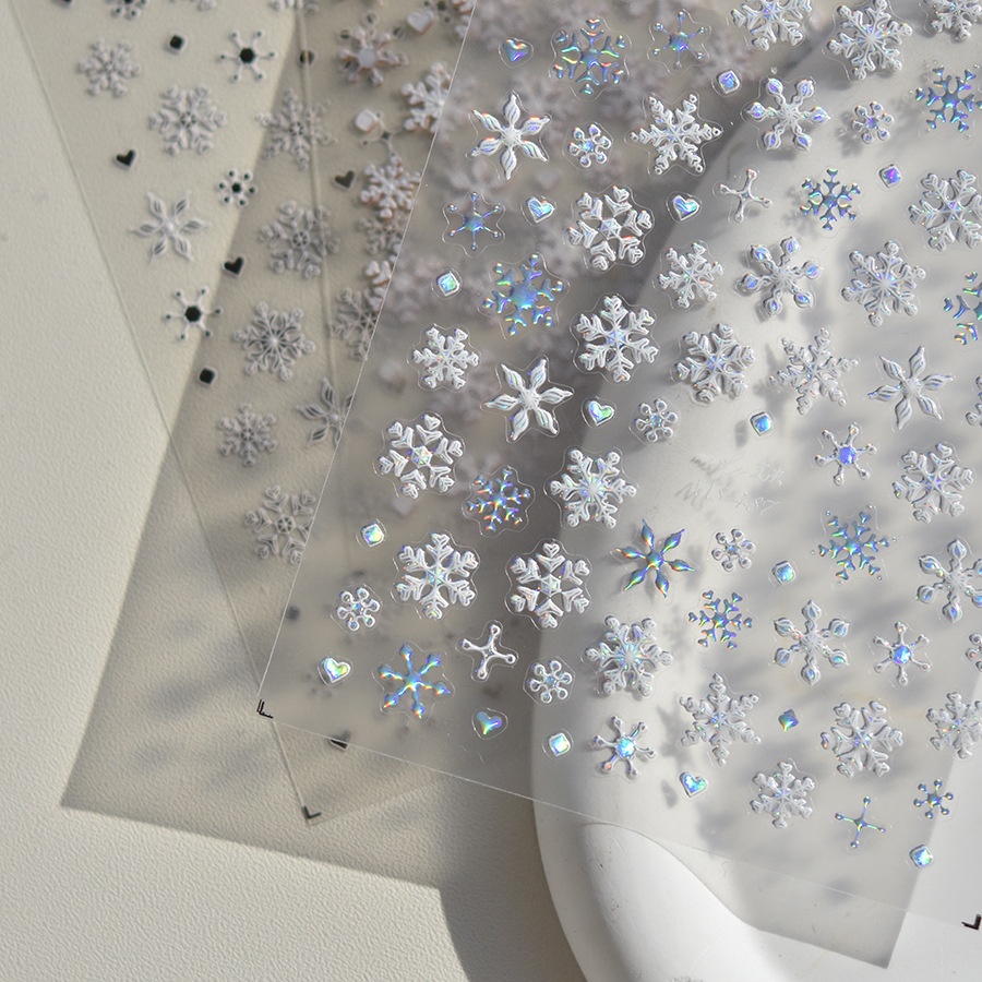 Tomoni Hot Stamping Nail Stickers Moshi Cooperation Japanese Retro Nail Stickers Gold And Silver Snowflakes MS487