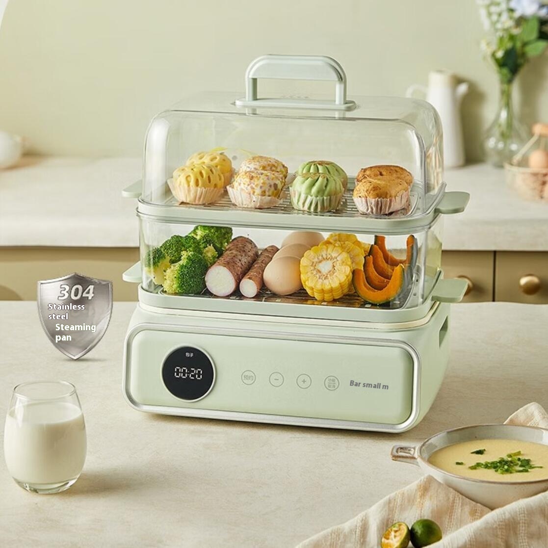 Bear/Bear Electric Steamer Steaming And Boiling Non-stick Pot Hot Pot Three-layer Steamer Electric Cooking Pot DZG-P20 W6