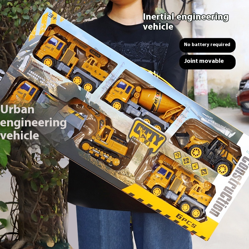 Engineering Vehicle Toy Boy Toy Set Inertial Sliding Toy Car Mixing Dump Crane Excavator Gift Box