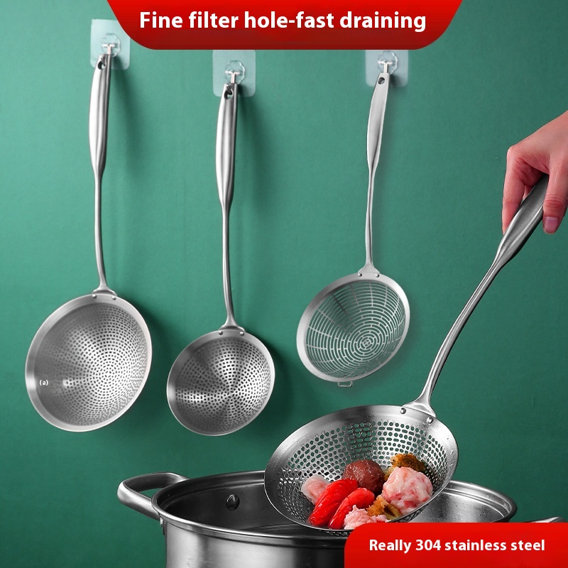 304 Stainless Steel Colander Household Kitchen Colander Filter Large Dumpling Fried Noodle Spoon French Fries Fried