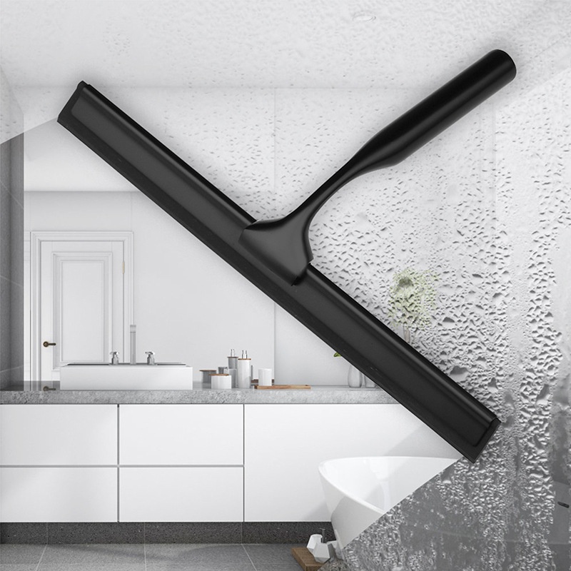 Black Stainless Steel Glass Wiper Wipe Glass Cleaner With Hook Glass Scraper Bathroom Mirror Wiper