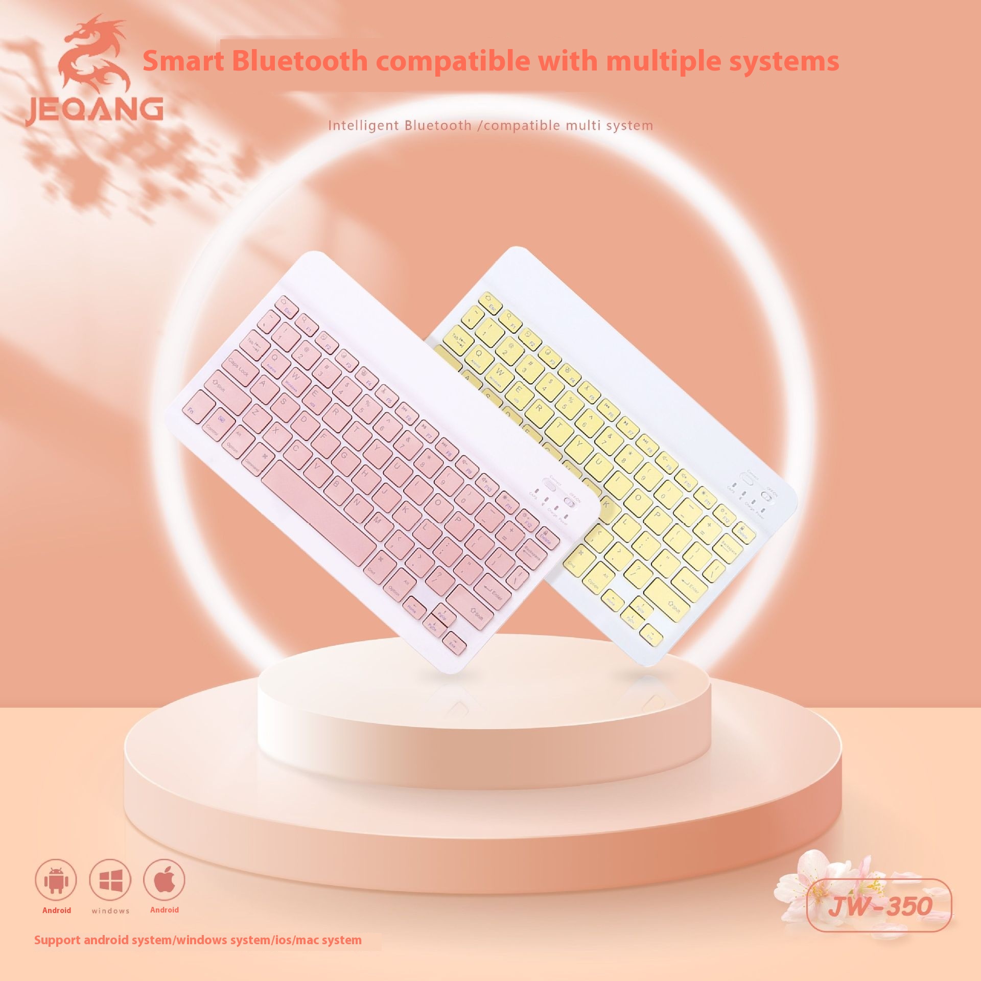 Wireless Bluetooth Keyboard And Mouse Set Suitable For Mobile Phones And Tablets Square Color Wireless Keyboard