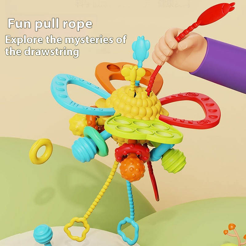 Baby Educational Fun Finger Pull-up Toys That Can Be Pressed And Chewed Teether Early Education Fun Pull-out
