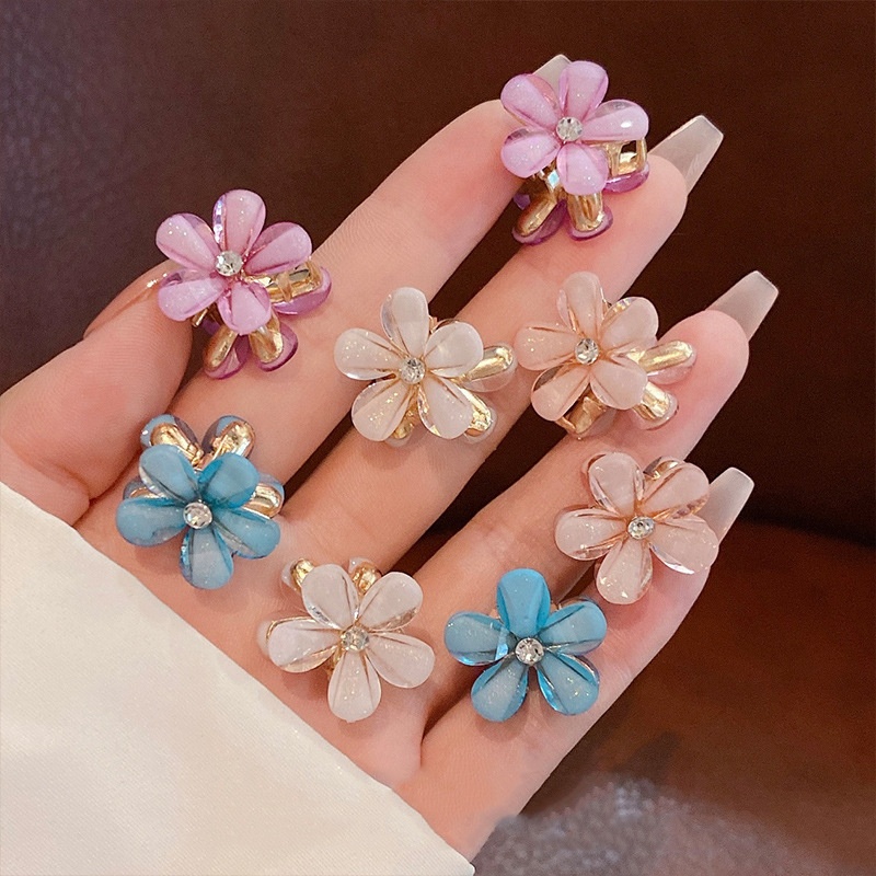 6-pack Alloy Hairp Douyin Hot-selling Fashion Resin Flower Bangs Hairpin Hairpin Small Size Hairpin